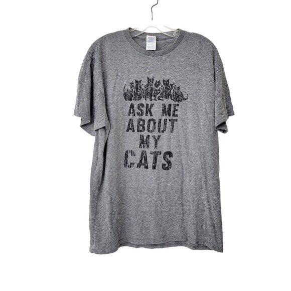 Delta Tops - Ask Me About My Cats Gray T Shirt